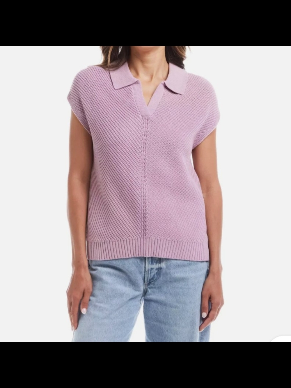 Weatherproof Lilac Purple Knit Vest Sleeveless Cotton Women's Sweater
